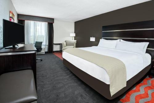 休斯顿休斯顿西南-靠近舒格兰假日酒店的配有一张床和一台平面电视的酒店客房