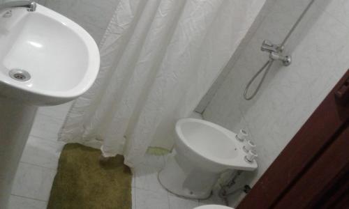 内乌肯La Casita的浴室配有白色卫生间和盥洗盆。