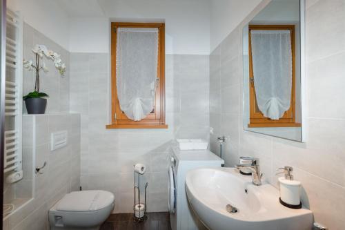 西尔米奥奈Lucy的白色的浴室设有卫生间和水槽。