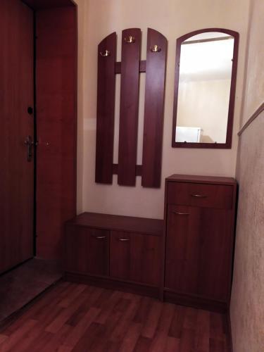 苏梅Новоместинская центр квартира посуточно的更衣室配有镜子和木柜