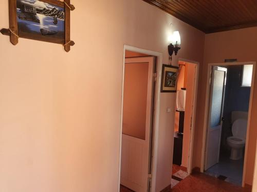 培拉特Apartment Donend的走廊设有带卫生间和镜子的浴室