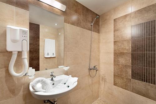 索非亚莫斯科公园酒店 的一间带水槽和淋浴的浴室
