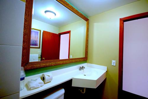 华雷斯城孔苏拉多旅馆酒店的一间带水槽和镜子的浴室