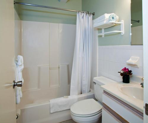 威尔伍德克拉斯特Lotus Inn的白色的浴室设有卫生间和水槽。