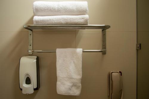 上钦查Casa Andina Standard Chincha的浴室提供毛巾架上的毛巾