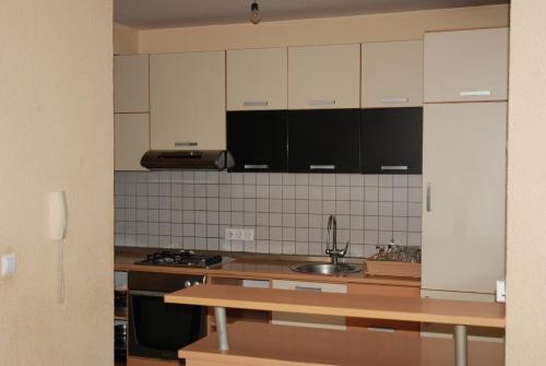 巴尼亚卢卡Vila Ratković的厨房配有白色橱柜和水槽