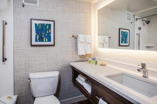 乔治湖乔治湖度假酒店的一间带水槽、卫生间和镜子的浴室