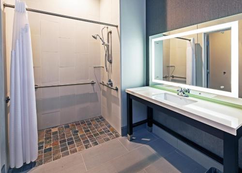 基林Holiday Inn Express and Suites Killeen-Fort Hood Area, an IHG Hotel的一间带水槽和淋浴的浴室