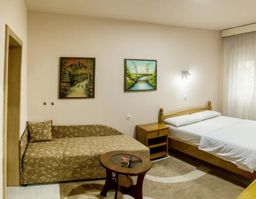 斯雷姆斯卡米特罗维察过客住宿加早餐旅馆的酒店客房,配有床和沙发