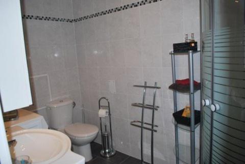 鲁法克切斯阿尔佛雷德与雷吉娜度假屋的浴室配有卫生间、盥洗盆和淋浴。