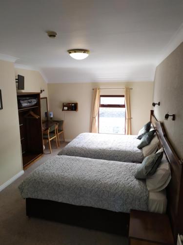 伊尼什莫尔岛泰菲茨旅馆的一间卧室设有两张床和窗户。
