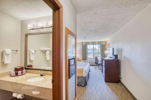 绿谷贝斯特韦斯特绿谷酒店的酒店客房设有带一张床和镜子的浴室