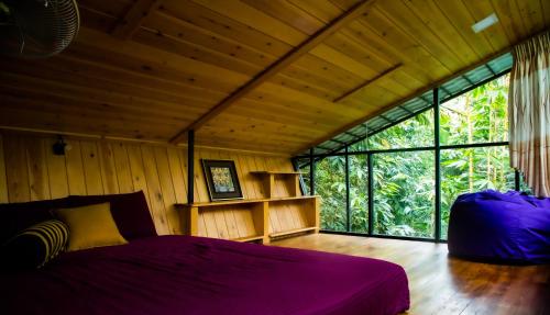 埃拉斯里兰卡爱瑞那生态酒店和瑜伽中心的一间卧室设有一张床和一个大窗户