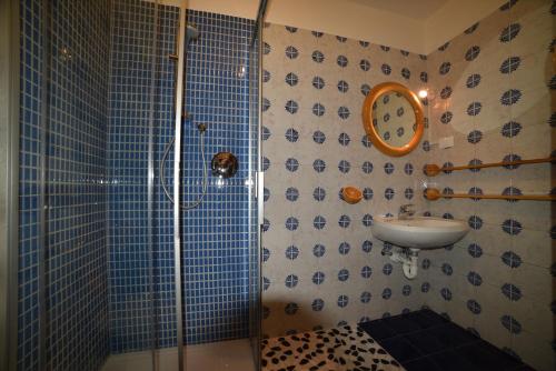 维哥迪法萨Il cirmolo的带淋浴和盥洗盆的浴室