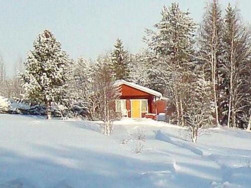 LampsijärviHoliday Home Raanumökki 1 by Interhome的树前雪中小屋