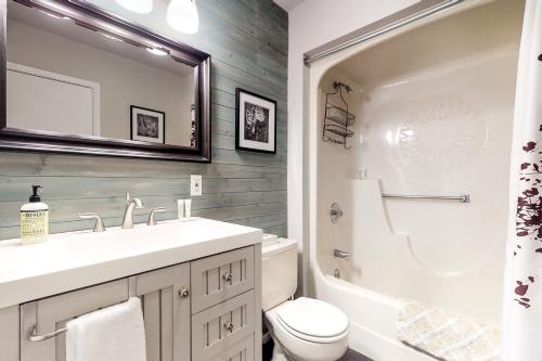 帕戈萨斯普林斯Aspenwood 4220的一间带水槽、卫生间和镜子的浴室