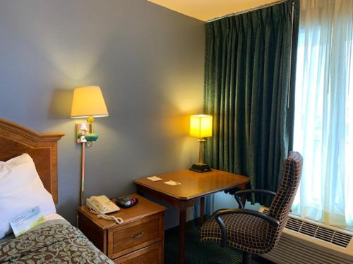 琼斯伯勒琼斯伯勒戴斯酒店 的酒店客房配有一张床和一张带台灯的书桌