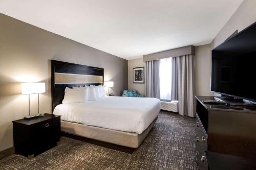 圣地亚哥圣地亚哥米逊湾拉昆塔套房酒店 的配有一张床和一台平面电视的酒店客房