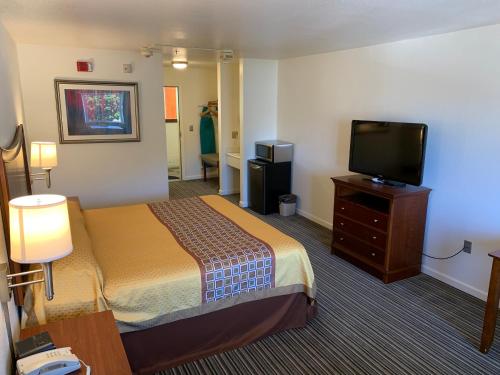 南旧金山机场旅馆的配有一张床和一台平面电视的酒店客房
