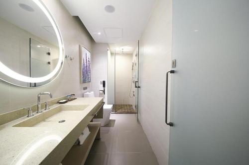 北京麗枫酒店·北京广安门大观园店的浴室设有2个水槽和镜子
