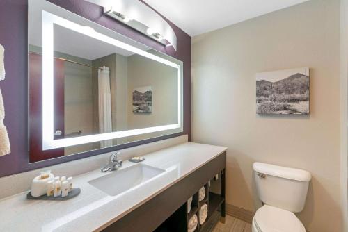威廉姆斯威廉姆斯大峡谷景区拉昆塔酒店的一间带水槽、卫生间和镜子的浴室