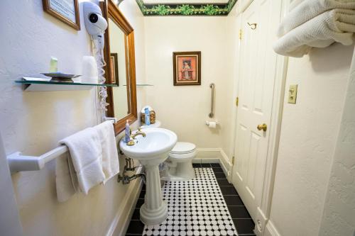 威廉姆斯红色袜带住宿加早餐旅馆的浴室配有白色水槽和卫生间。