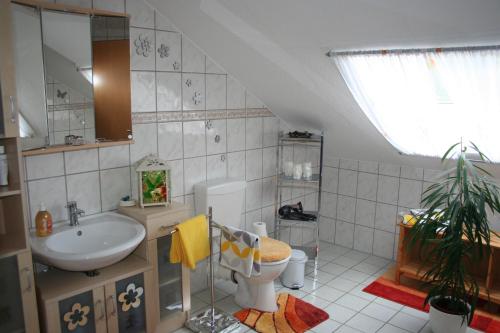 NaumburgFerienwohnungen Alt的一间带水槽和卫生间的浴室