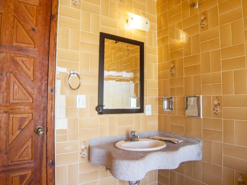 巴耶德布拉沃Valle Dorado的一间带水槽和镜子的浴室