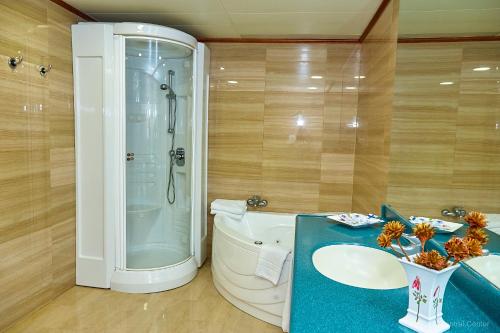 美洲海滩中央中心酒店 - 仅限成人的带淋浴、盥洗盆和卫生间的浴室