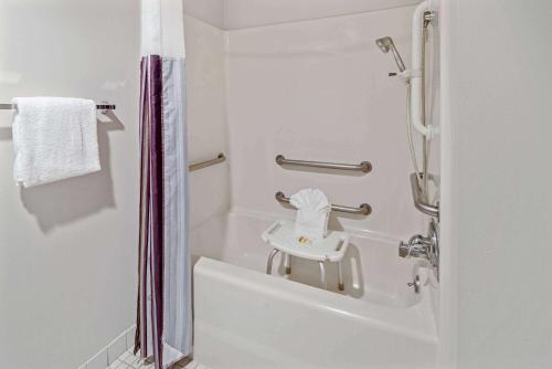 那不勒斯拉昆塔酒店，那不勒斯东 - I-75的带淋浴和盥洗盆的白色浴室