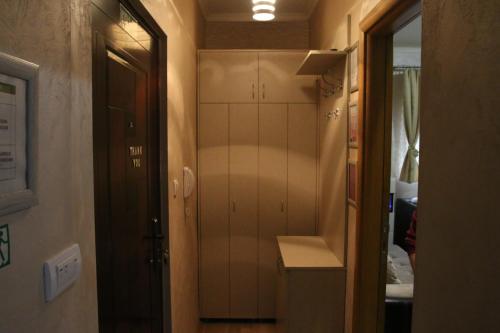 巴伊纳巴什塔Relax Apartment的走廊上设有衣柜和通往客房的门