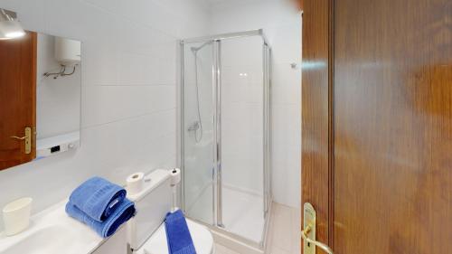 普拉亚布兰卡Blancazul La Rociega的带淋浴、卫生间和盥洗盆的浴室