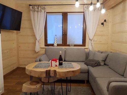 希切玛尔Śwarny Domek的客厅配有沙发和桌子