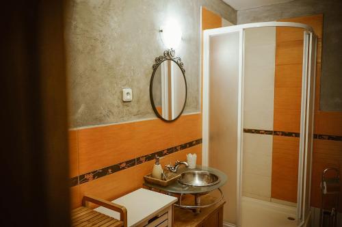 洛克特斯坦埃尔伯哥旅馆的一间带水槽和淋浴的浴室