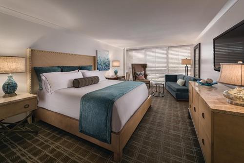 皮斯莫比奇克里夫斯酒店及Spa的一间带大床的卧室和一间客厅