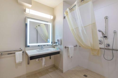 班宁班宁I-10品质酒店的一间带水槽和淋浴的浴室