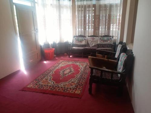 BaltitIbadat Shah Lodges的带沙发和地毯的客厅