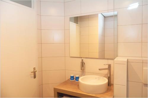 奥依吉弗莱彻酒店的白色的浴室设有水槽和镜子