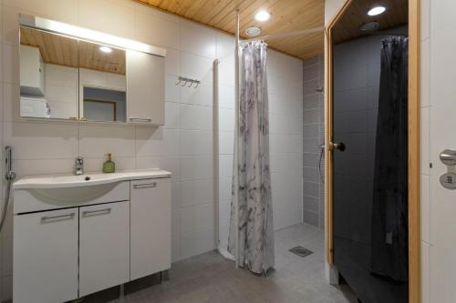 罗瓦涅米Tuomas´ luxurious suites, Kelo的一间带水槽和淋浴的浴室