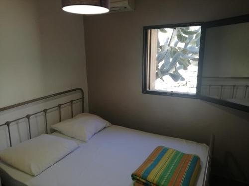 蒙蒂塞洛Clos Olivella的一间小卧室,配有一张带窗户的床