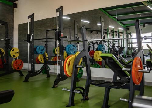 KorostyshivHotel DoZari的健身房里装有一堆跑步机