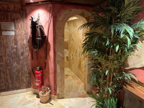 Mengen苏姆费力格尔维特酒店的一间有消防栓和植物的房间