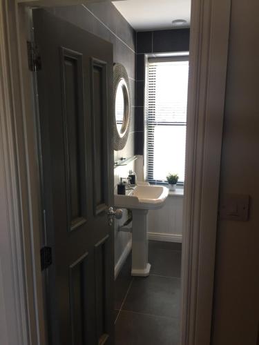 戈尔韦Lisheen Lodge的一间带水槽和镜子的浴室