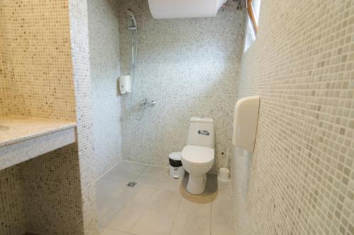 哈斯科沃Elinor Complex的一间带卫生间和淋浴的小浴室