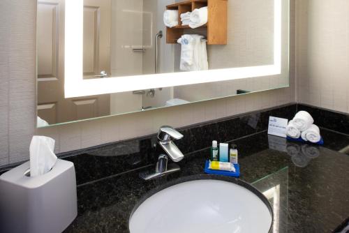 伯林格姆旧金山机场南快捷假日酒店的一间带水槽和镜子的浴室