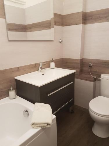 陶波尔曹托帕公寓的浴室配有白色水槽和卫生间。