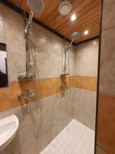 马尔杜加布里埃尔酒店的带淋浴、水槽和卫生间的浴室