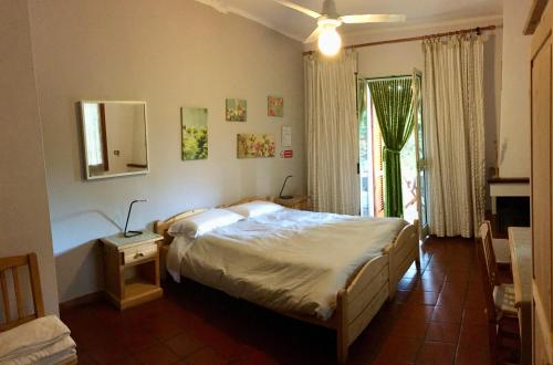 坎普码头Agriturismo Orione的一间卧室设有一张大床和一个窗户。