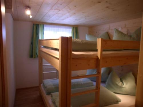 圣加伦基希Dreimäderlhaus的小型客房配有双层床,提供双层床。