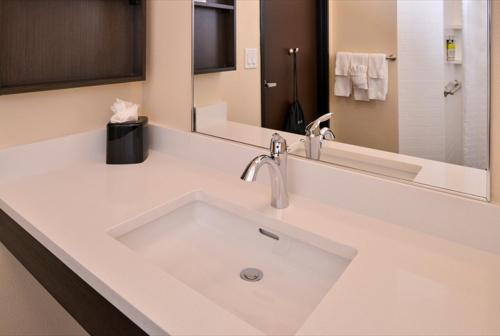 奥斯汀Candlewood Suites - Austin Airport, an IHG Hotel的一间带水槽和大镜子的浴室